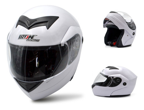 Casco Abatible Mica Visera Transparente Certif Dot Blanco