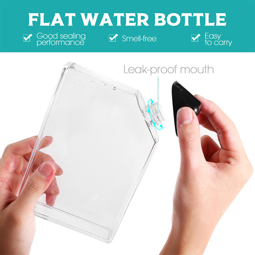 Botella De Agua Plana De Plástico Con Tapa Triangular, 2 Uni