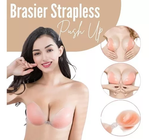 Brasier Invisible Silicona Push Up Strapless+tiras Reforzado