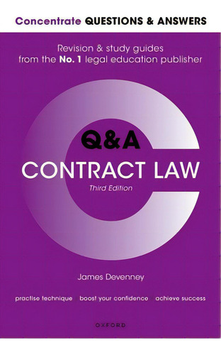 Concentrate Questions And Answers Contract Law: Law Q&a Revision And Study Guide, De Devenney, James. Editorial Oxford Univ Pr, Tapa Blanda En Inglés