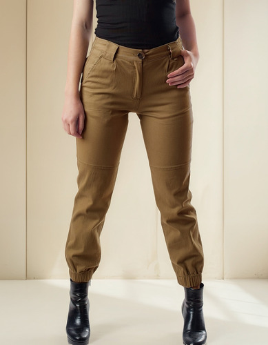 Pantalón Stretch Jogger Engomado De Cintura De Gabardina