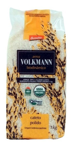 Arroz Cateto Branco Orgânico Volkmann Usda Organic Vácuo 1kg