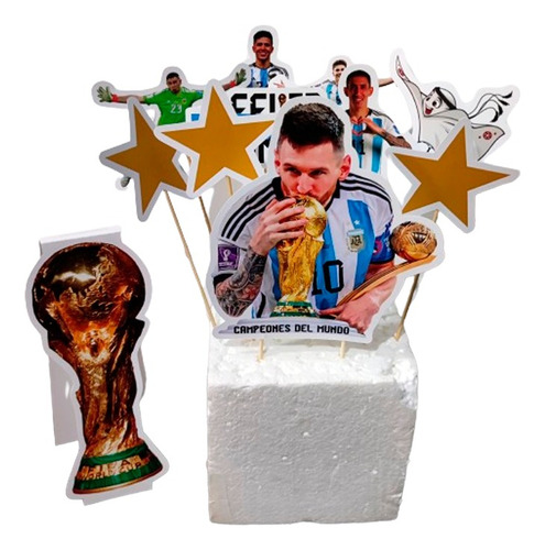 Adorno Torta Deco Cumple Messi Argentina Campeon Del Mundo 