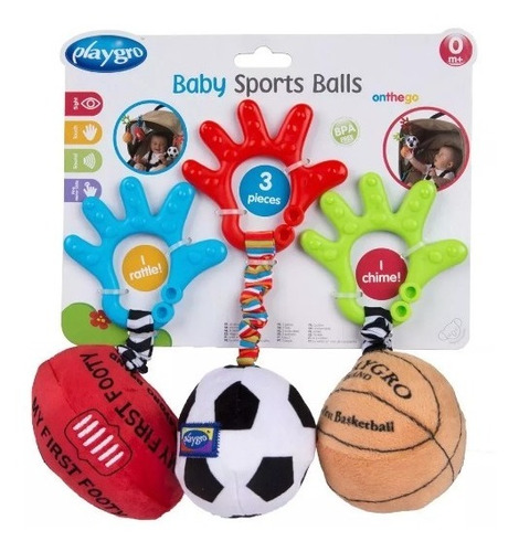 Playgro Colgante Sonajero Pelotas Baby Sports Balls Educando
