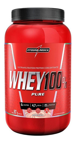 Whey 100% Pure 907gr - Whey Concentrado - Integralmédica Sabor Morango