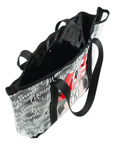 Bolsa negra transparente Minnie Signature 32 x 10 x 42 cm