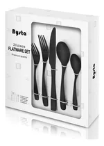 Comprar Juego De Cubiertos En Negro Mate, Juego De Cubiertos Byst...