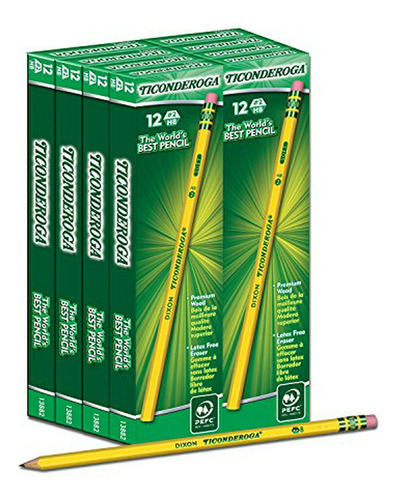 Lápices Dixon Ticonderoga Wood-cased # 2, Amarillo