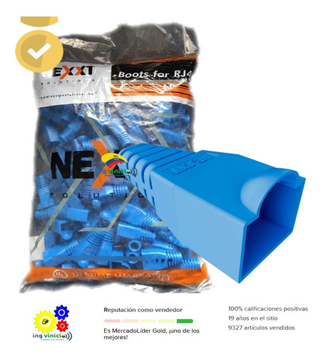 Funda 100 Capuchones Nexxt Azul Boots Plásticos Rj45 Botas