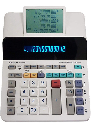 Calculadora De Impresión Sharp El-1901 C Pantalla, Sin Papel