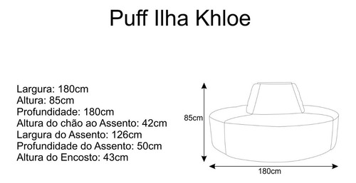 Recamier Sofá Puff Puf Redondo Decorativo Ilha Khloe 8 Lugares Capitonê Corano Bege Para Sala De Estar Recepção Quarto