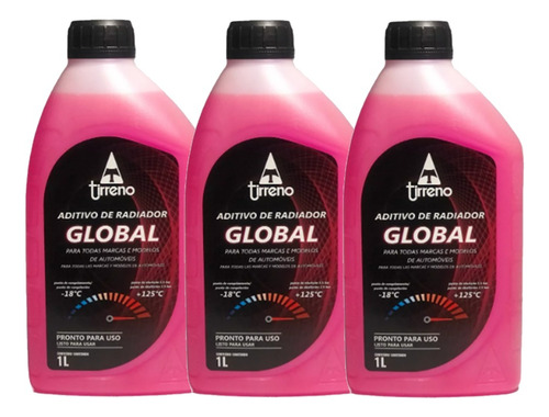3 Aditivo Radiador Pronto Uso Rosa Global Tirreno Original