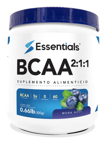 Bcaa Essentials 2:1:1 Aminoacidos 300 Gr 60 Servicios