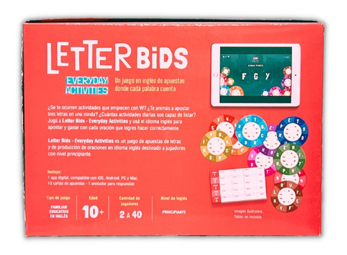 Letter Bids Everyday Activities Juego Didáctico Inglés