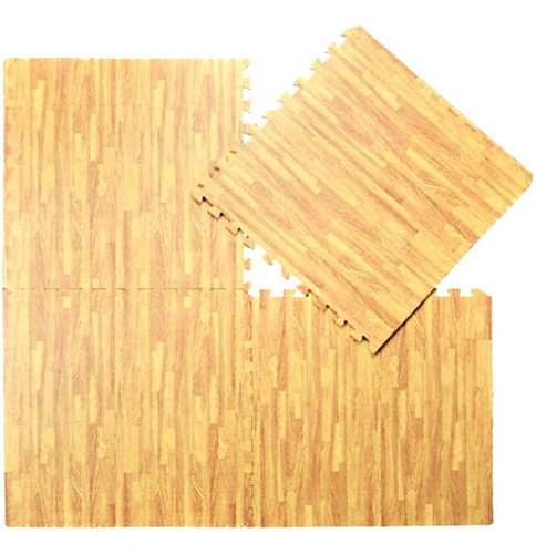 Imagen 2 de 3 de Piso Goma Eva Encastrable X 4unid -símil Madera 60x60x10mm