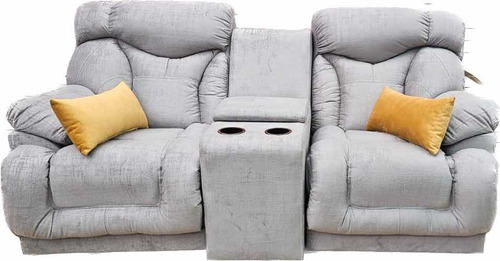 Love Seat Cine Con Dos Reclinables Color Gris