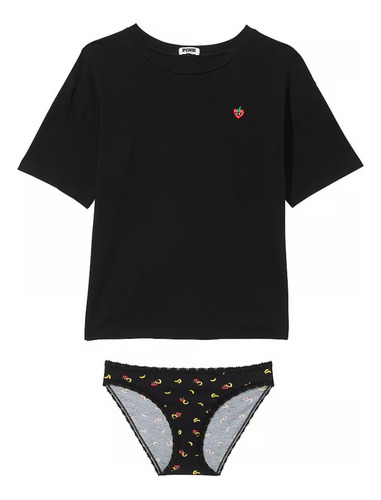 Victoria's Secret Pijama Camiseta Y Panty Diseño Fresas