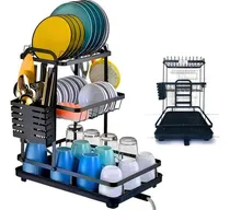Comprar Escurridores De Platos 3 Niveles Con Caja Para Palillos Negro