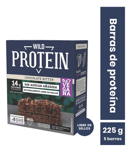 Wild Protein Chocolate Bitter Vegana 5 unidades