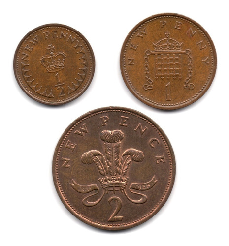 Gran Bretaña 3 Monedas Con La Reina Isabel Segunda