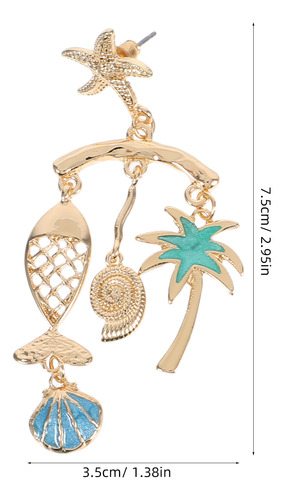 1 Par De Pendientes Boho Beach: Cocoteros, Palmeras Y Peces,