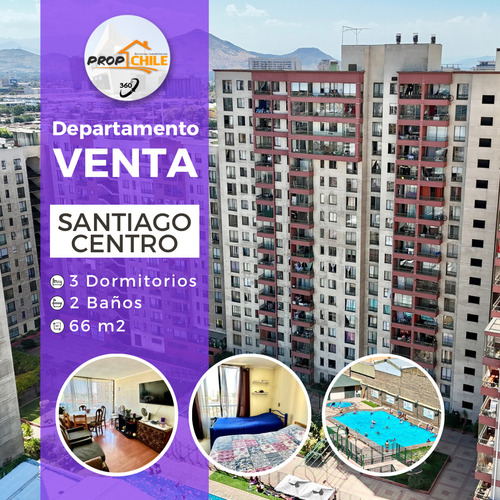 En Venta  Departamento 3d+2b, Santiago Centro.