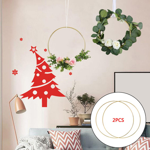2 X 2 Piezas De Aros De Guirnalda Floral De Metal 45cm