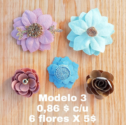 Imagen 3 de 8 de Flores De Tela - Flores De Cuero - Flores De Cuerina