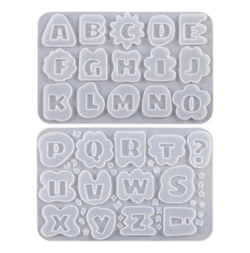 Set 2 Moldes Silicona Letras Con Formas Ideal Resina Choco