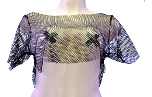 Crop Top De Red Metalizada Juvenil Baile Transparente Neus