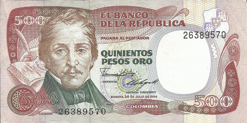 Colombia  500 Pesos Oro 20 De Julio 1986 Imprenta Thomas Rue