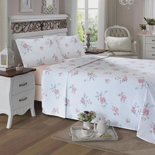 Juego de ropa de cama Laisa Dohler Queen de 4 piezas, 100% algodón