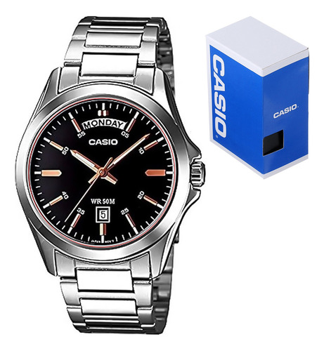 Reloj Casio Caballero Mtp 1370d 1a2 Acero Doble Fechador
