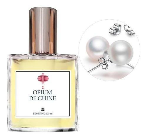 Perfume Feminino Opium De Chine + Brinco Prata Pérola