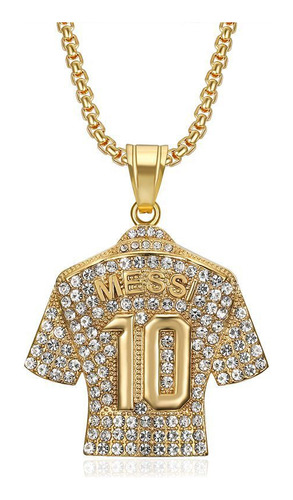 Messi #10 Jersey Colgante Collar, Collar Chapado En Oro