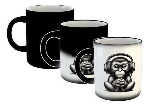 Taza Magica Mono Auriculares Tierno Relajado Musica