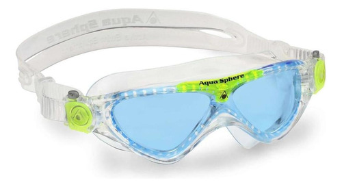 Máscara de natación Vista Jr Aqua Sphere con lentes azules, color transparente