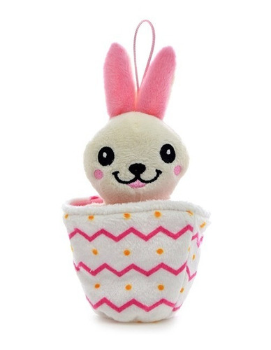Peluche Conejito En Canastita 8cm - Orig, Phi Phi Toys Color Blanco
