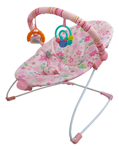 Silla Mecedora Con Vibración Para Bebés Con Juegos Bouncer Color Rosa Claro Floreado