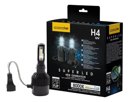 comprar Par Lâmpada Super Led Farol H4 8000k 12v Code Tech One