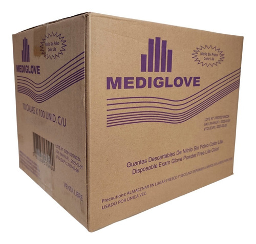 Caja De Guantes De Nitrilo Lavanda Xs 10 Unidades Mediglove