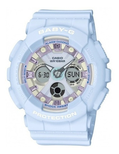 Reloj Mujer Casio Baby-g Ba-130wp-2a Joyeria Esponda Color de la malla Celeste Color del bisel Celeste Color del fondo Celeste