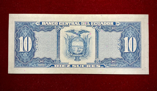 Billete 10 Sucres Ecuador 1986 Pick 121 A.5 (Usado)