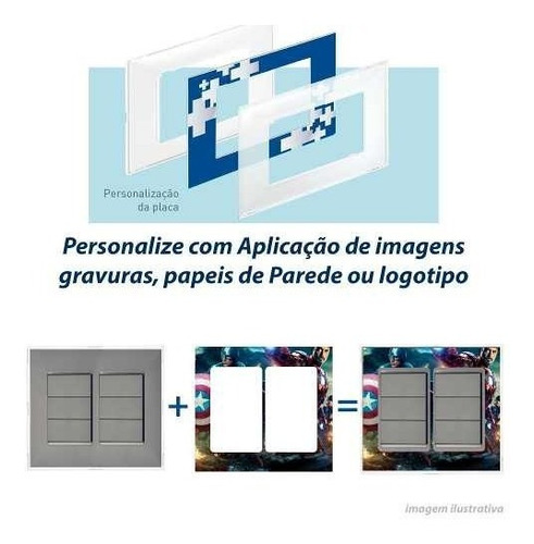 Imagem 1 de 10 de Int 6 Teclas + Placa Cinza Personalizável 4x4 Pial Plus +