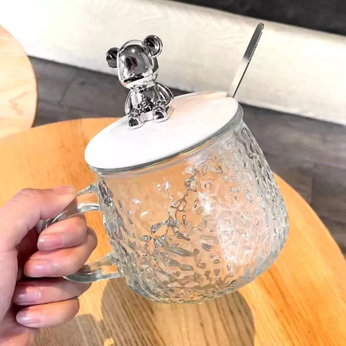 5 Pz Taza De Vidrio Café Té Con Tapa Y Cucharita, Azucarera