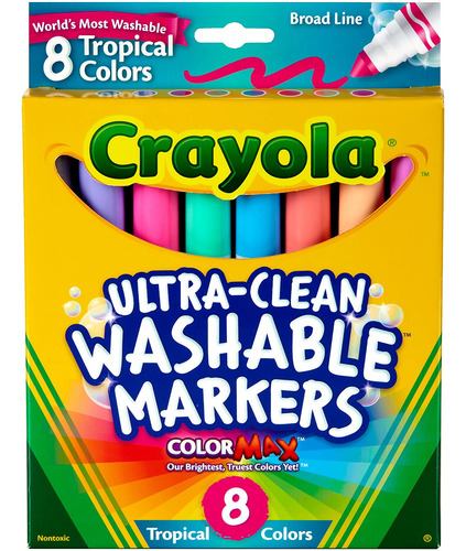 Rotuladores Lavables Crayola, Varios Colores Tropicales, 8 U