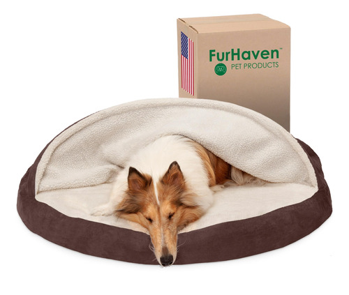 Cama Furhaven De Sherpa Y Gamuza Acogedora Tipo Caja De Huev