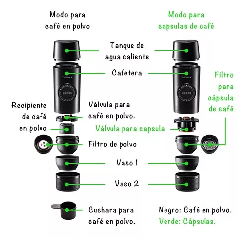 Cafetera Portatil Capsula Y Cafe Molido