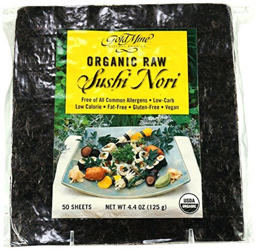 Mina De Oro Organic Raw Sushi Nori, De 50 Hojas, De 4,4 Onza