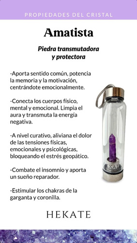 Combo Botella Elixir Cristal + Repuesto Cristales Naturales. Amatista